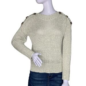 Alya Knit Sweater Top Three Buttons Detail on Shoulder Asymmetric Size M